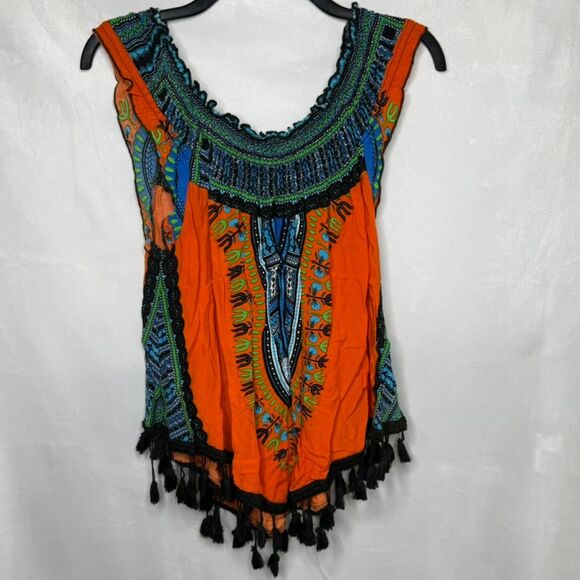 It Girl Dashiki Shirt African Hippie Vintage Women Top Tribal Blouse LG - Picture 2 of 6